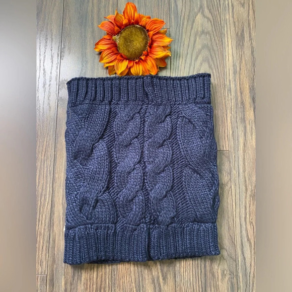 🦋B2G1🦋NOBLE MOUNT Mens Navy Cable Knit Toaster Snood Scarf NWT - Picture 3 of 8